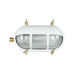 Outlet Lido Außenleuchte Wand IP64 Messing Riffelglas Maritim E27