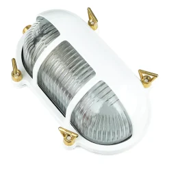 Outlet Lido Außenleuchte Wand IP64 Messing Riffelglas Maritim E27