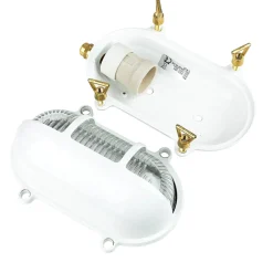 Outlet Lido Außenleuchte Wand IP64 Messing Riffelglas Maritim E27