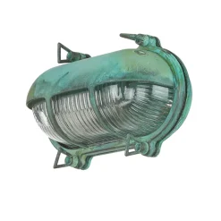 Lido Außenleuchte Wand Maritim Grün Messing Glas IP64* Rustikale Lampen|Metall Lampen