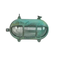 Lido Außenleuchte Wand Maritim Grün Messing Glas IP64* Rustikale Lampen|Metall Lampen