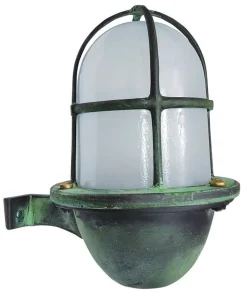 Lido Außenleuchte Wand Messing Glas H: 18 cm IP64 E27 Grün Antik* Außenleuchten Antik|Außenwandleuchten