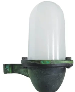 Clearance Lido Außenleuchte Wand Messing Glas H: 21 cm IP64 Grün Antik