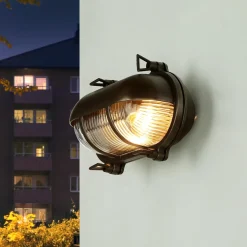 Sale Lido Außenleuchte Wand Messing Glas Maritim IP64 B: 21 cm E27