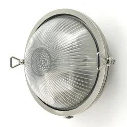 Andromeda Außenleuchte Wand Messing Riffelglas D: 17,5 cm rund Maritim* Außenwandleuchten|Messinglampen