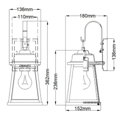 Elstead Außenleuchte Wand wetterfest H: 36,2 cm IP44 E27 Vintage* Außenwandleuchten|Gartenlaternen