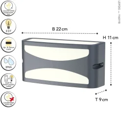 Sale Eco-Light Außenwandlampe Aluminium E27 IP44 B:22 cm blendarm