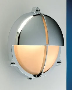 Laura Suardi Außenwandlampe Chrom IP54 aus Messing rund Maritim* Außenleuchten Antik|Außenleuchten Messing