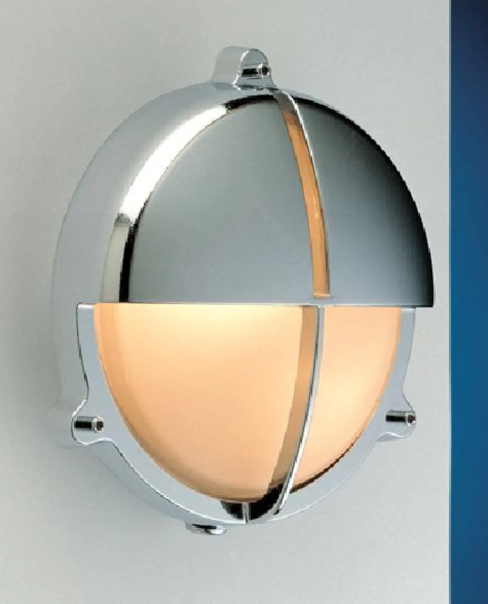 Laura Suardi Außenwandlampe Chrom IP54 aus Messing rund Maritim* Außenleuchten Antik|Außenleuchten Messing