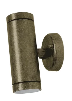 Andromeda Außenwandlampe Echt-Messing Glas GU10 IP44 16,5 cm hoch* Außenwandleuchten|Messinglampen