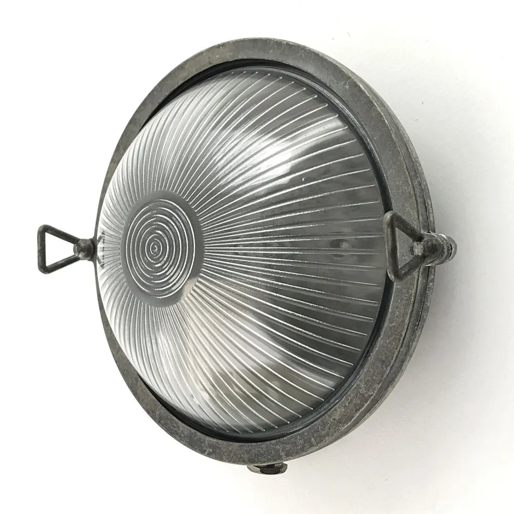 Best Andromeda Außenwandlampe Echt-Messing Glas E27 IP64 Zinn rund