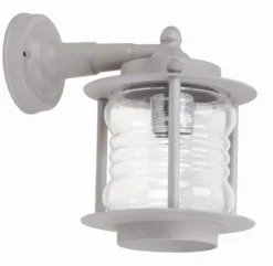 New Lido Außenwandlampe Echt-Messing Glas E27 IP23 H: 24 cm Grau