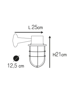 Andromeda Außenwandlampe Glas Messing E27 IP44 H: 21 cm Maritim