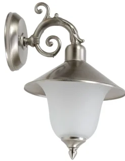 Lido Außenwandlampe Glas Messing in Nickel Weiß Hof* Außenwandleuchten|Rustikale Lampen