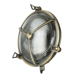 Online Lido Außenwandlampe Glas Messing Haus rund rostfrei