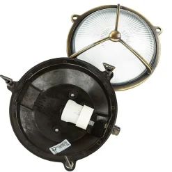 Online Lido Außenwandlampe Glas Messing Haus rund rostfrei