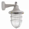 New Lido Außenwandlampe Grau Messing Glas E27 IP64 28 cm hoch Maritim
