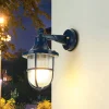 Lido Außenwandlampe IP64 Blau Glas Messing Maritim E27* Außenwandleuchten|Rustikale Lampen
