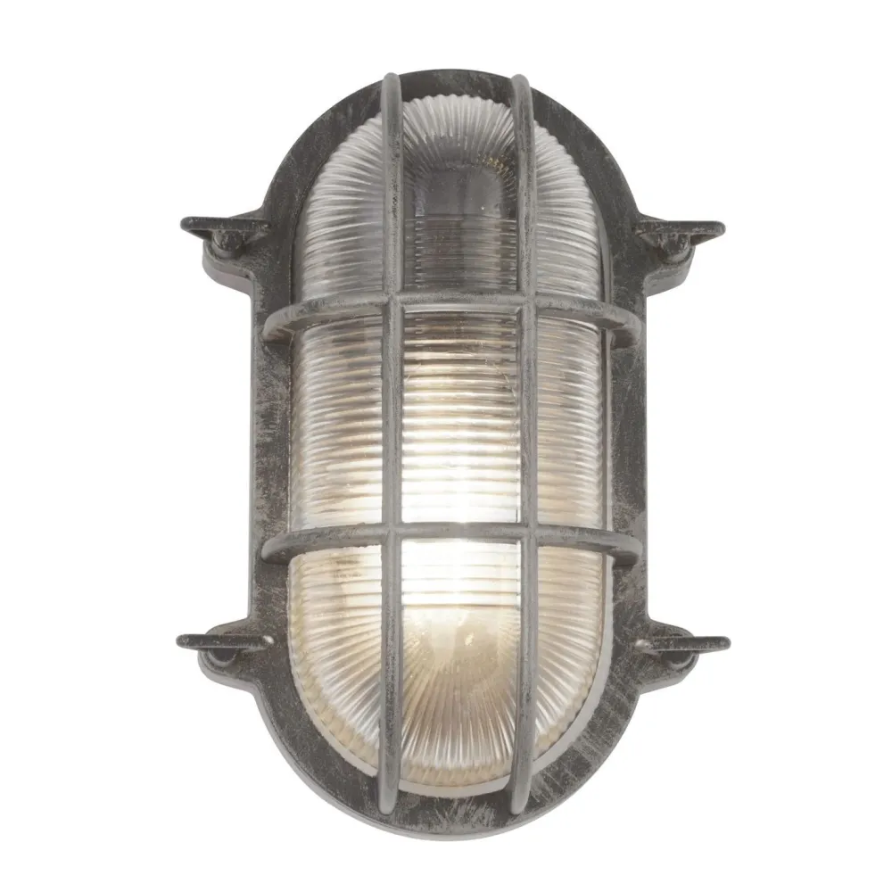 Searchlight Außenwandlampe IP44 E27 H: 25 cm Maritim in Silber antik