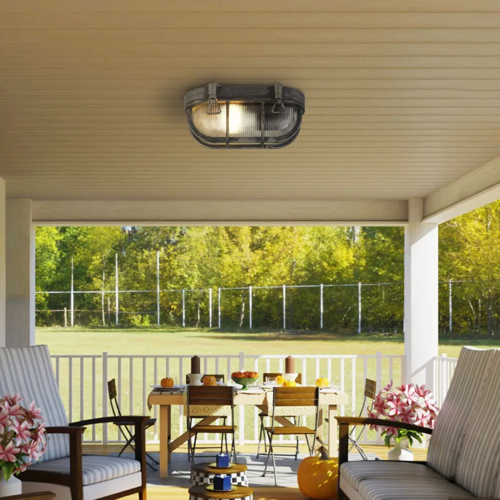 Searchlight Außenwandlampe IP44 E27 H: 25 cm Maritim in Silber antik