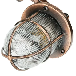 Hot Lido Außenwandlampe IP64 in Kupfer antik Glas Messing E27