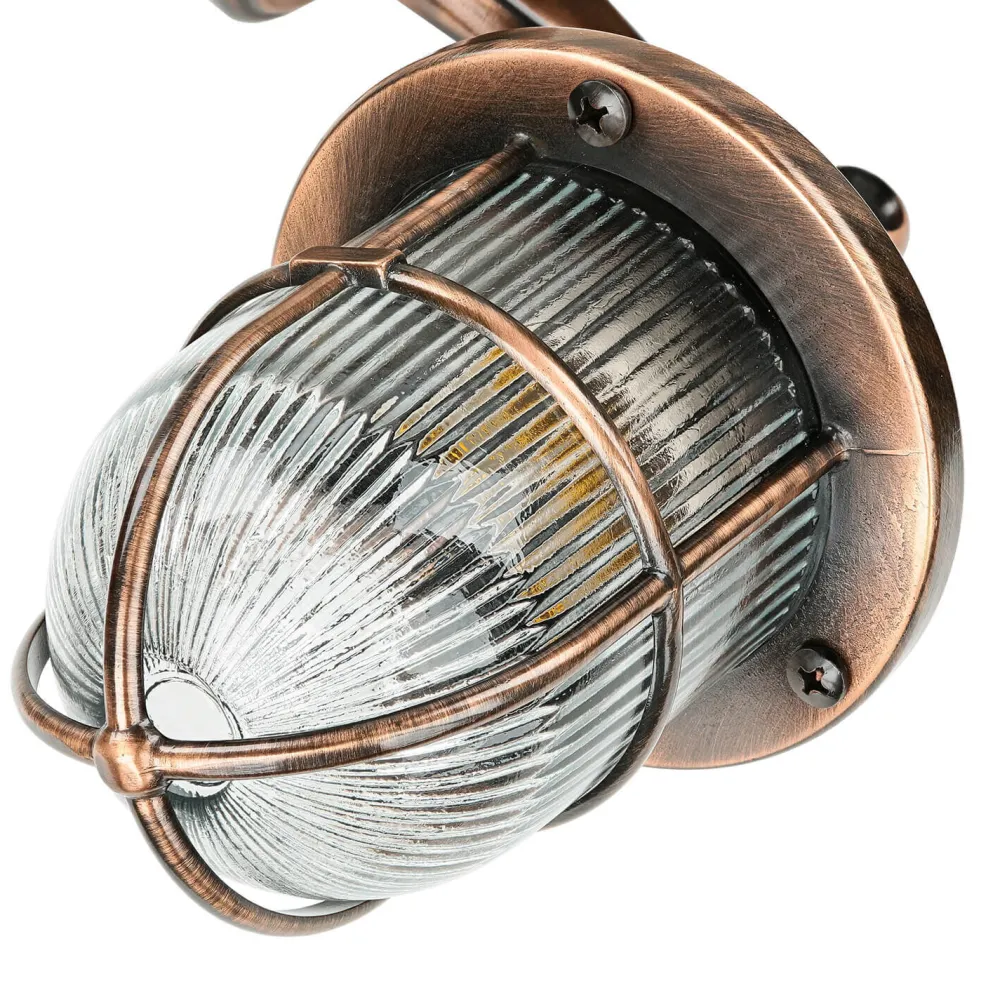 Hot Lido Außenwandlampe IP64 in Kupfer antik Glas Messing E27