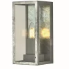 Outlet Searchlight Außenwandlampe IP44 in Silber E27 Glas Metall eckig H: 24 cm