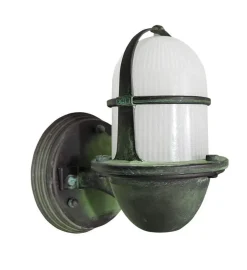 Outlet Lido Außenwandlampe klein Echt-Messing Glas E27 IP64 H: 24 cm