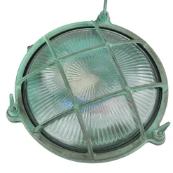 Clearance Lido Außenwandlampe Messing Glas Maritim Ø 21 cm Grün