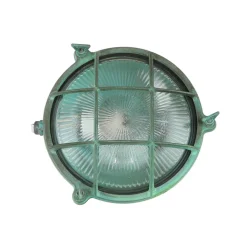 Clearance Lido Außenwandlampe Messing Glas Maritim Ø 21 cm Grün