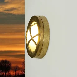 Lido Außenwandlampe Messing Maritim rund Terrasse Haus* Außenwandleuchten|Rustikale Lampen