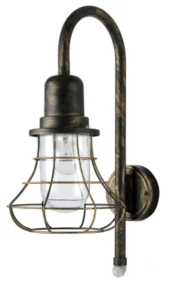 Outlet Eco-Light Außenwandlampe Metall Retro IP44 H:54,4 cm Braun-Gold