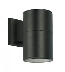New SU-MA Außenwandlampe Schwarz Aluminium rund IP54 ONTARIO