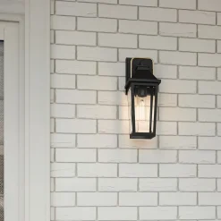 Elstead Außenwandlampe Schwarz E27 IP44 H: 37 cm Rustikal* Stofflampen|Rustikale Lampen