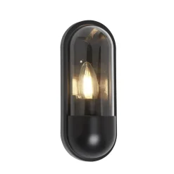 New Searchlight Außenwandlampe Schwarz H: 24 cm IP44 E27 GOMEZ