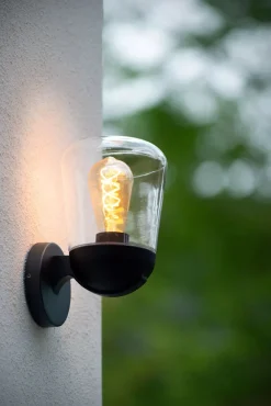 Outlet Außenwandleuchte Aluminium Glas Schwarz IP44 E27 Garten