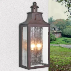 Elstead Außenwandleuchte Braun Stahl IP43 Vintage Haustür* Außenleuchten Antik|Außenwandleuchten