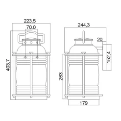 Elstead Außenwandleuchte E27 IP44 40,4 cm hoch Vintage Glas Alum* Außenwandleuchten|Gartenlaternen