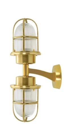 Outlet Andromeda Außenwandleuchte Echt-Messing Glas E27 IP64 H: 42 cm