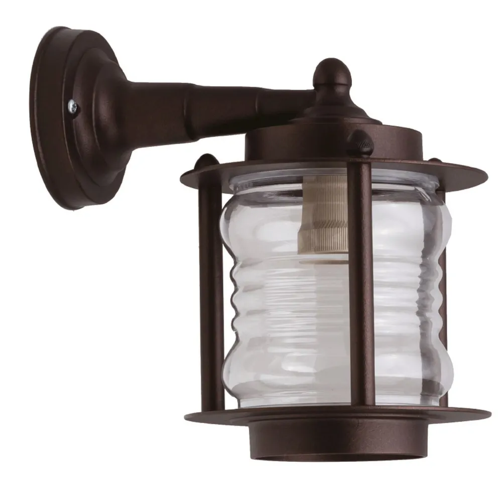 Discount Lido Außenwandleuchte Glas Echt-Messing E27 IP23 H: 24 cm