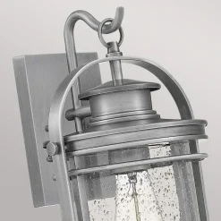 Outlet Elstead Außenwandleuchte H: 38,2 cm IP44 E27 Aluminium Regenglas