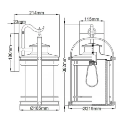 Outlet Elstead Außenwandleuchte H: 38,2 cm IP44 E27 Aluminium Regenglas