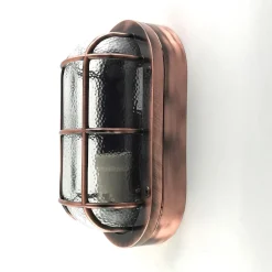 Andromeda Außenwandleuchte in Kupfer antik aus Messing Glas IP64 E27* Außenwandleuchten|Feuchtraumleuchten