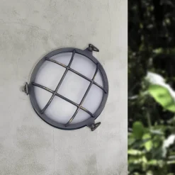 Giovanni Battista Außenwandleuchte IP44 Ø 25 cm Maritim Echt-Messing Glas* Außenleuchten Messing|Außenwandleuchten