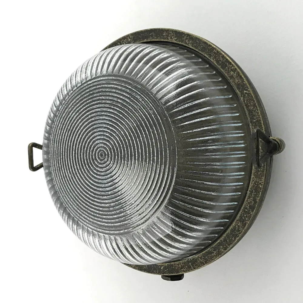 Andromeda Außenwandleuchte Messing Glas D: 17,5 cm IP64 E27 rund* Außenwandleuchten|Messinglampen