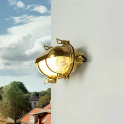 Lido Außenwandleuchte Messing oval IP64 Maritim Haustür* Metall Lampen|Messinglampen