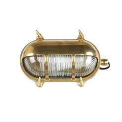 Lido Außenwandleuchte Messing oval IP64 Maritim Haustür* Metall Lampen|Messinglampen
