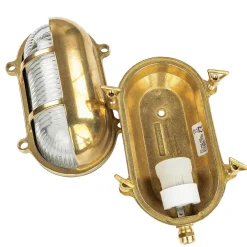 Lido Außenwandleuchte Messing oval IP64 Maritim Haustür* Metall Lampen|Messinglampen