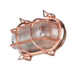 Hot Lido Außenwandleuchte Messing Riffelglas IP64 Kupfer E27