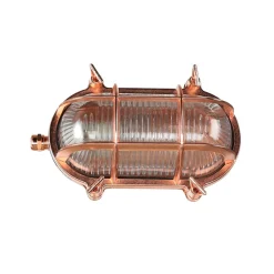 Hot Lido Außenwandleuchte Messing Riffelglas IP64 Kupfer E27